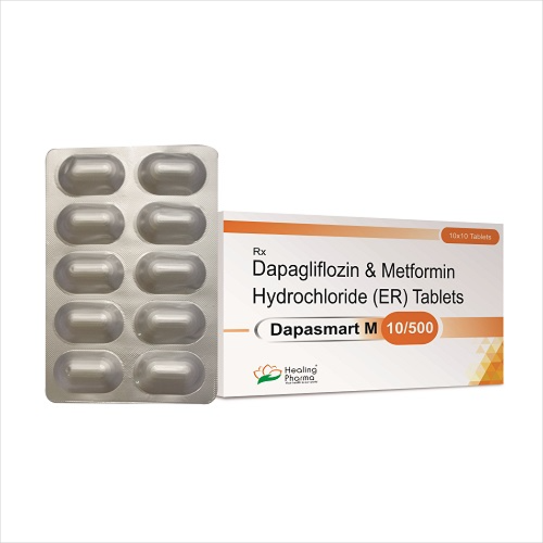 다파스마트M  다파글리플로진 메트포민 복합 힐링파마 DapaSmart M 다파글리플로진(Dapagliflozin) 10mg +&nbsp;메트포민(Metformin) 염산염 500mg <100정, 200정, 300정> /포시가 +다이아벡스 제네릭 (사본)